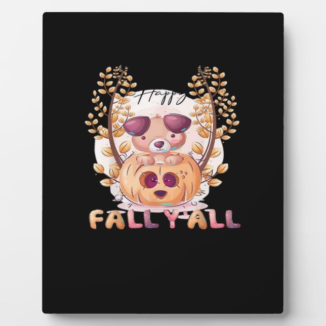 It’s Fall Y’all Pumpkin Autumn Halloween Cat Fall  Plaque (Front)