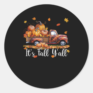 It’s Fall Y’all Pumpkin Autumn Tree Hello Fall Min Classic Round Sticker