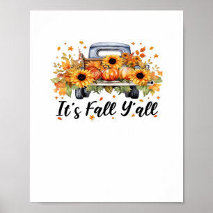 It’s Fall Y’all Pumpkin Autumn Tree Hello Fall Wom Poster