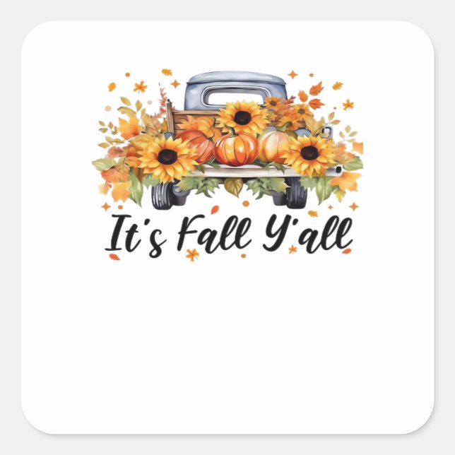 It’s Fall Y’all Pumpkin Autumn Tree Hello Fall Wom Square Sticker (Front)