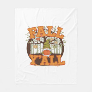 It’s Fall Y’all Pumpkin Gnome Autumn Funny Casual Fleece Blanket