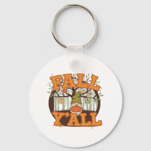 It’s Fall Y’all Pumpkin Gnome Autumn Funny Casual Keychain