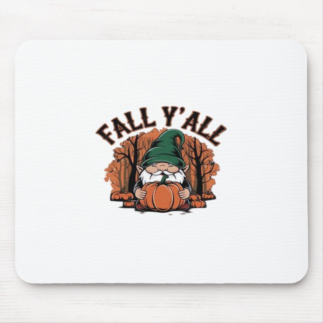 It’s Fall Y’all Pumpkin Gnome Autumn Retro Classic Mouse Pad (Front)