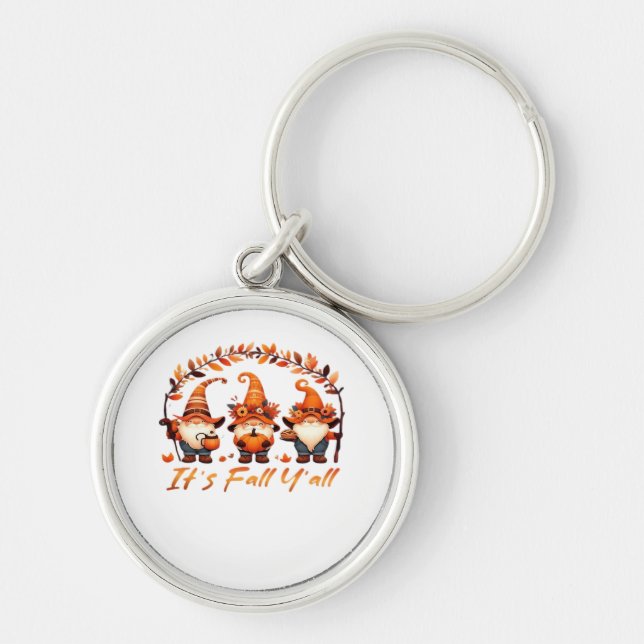 It’s Fall Y’all Pumpkin Gnome Autumn Tree Funny Fa Keychain (Front)