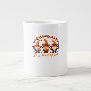 It’s Fall Y’all Pumpkin Gnome Autumn Tree Funny Fa Large Coffee Mug