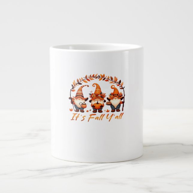 It’s Fall Y’all Pumpkin Gnome Autumn Tree Funny Fa Large Coffee Mug (Front)