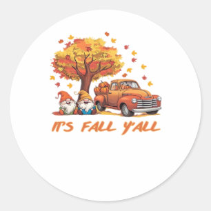 It’s Fall Y’all Pumpkin Gnome Autumn Tree Pumpkin  Classic Round Sticker