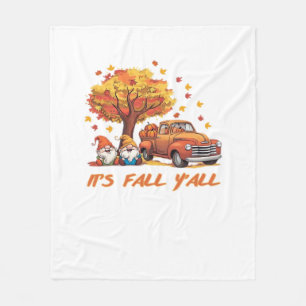It’s Fall Y’all Pumpkin Gnome Autumn Tree Pumpkin  Fleece Blanket