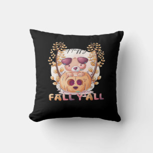 It’s Fall Y’all Pumpkin Halloween Cat Autumn Throw Pillow