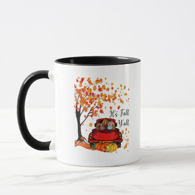 It’s Fall Y’all Pumpkin Leopard Fall Season Autumn Mug (Left)
