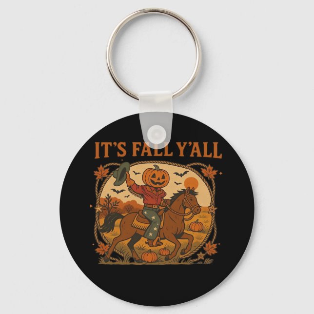 It’s Fall Y’all Pumpkin Minimal Clean Look Keychain (Front)