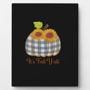 It’s Fall Y’all Pumpkin Plaid Design Halloween Fun Plaque