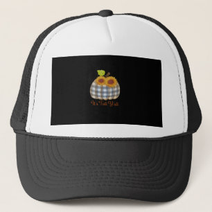 It’s Fall Y’all Pumpkin Plaid Design Halloween Fun Trucker Hat