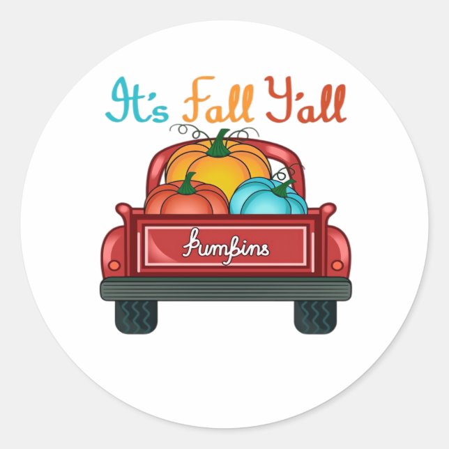 It’s Fall Y’all Pumpkin Red Classic Round Sticker (Front)