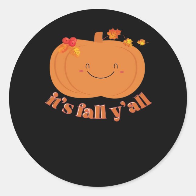 It’s Fall Y’all Pumpkin Retro Classic Classic Round Sticker (Front)