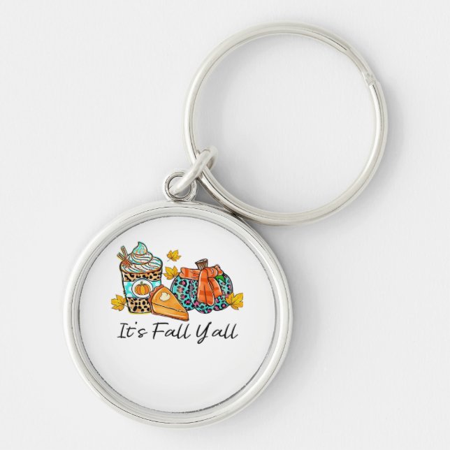 It’s Fall Y’all Pumpkin Spice Leopard Pumpkin Pie  Keychain (Front)