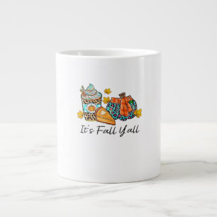 It’s Fall Y’all Pumpkin Spice Leopard Pumpkin Pie  Large Coffee Mug