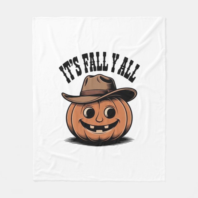 It’s Fall Y’all Pumpkin Trendy Graphic Fleece Blanket (Front)