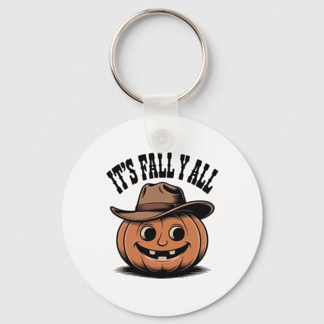 It’s Fall Y’all Pumpkin Trendy Graphic Keychain (Front)