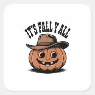 It’s Fall Y’all Pumpkin Trendy Graphic Square Sticker