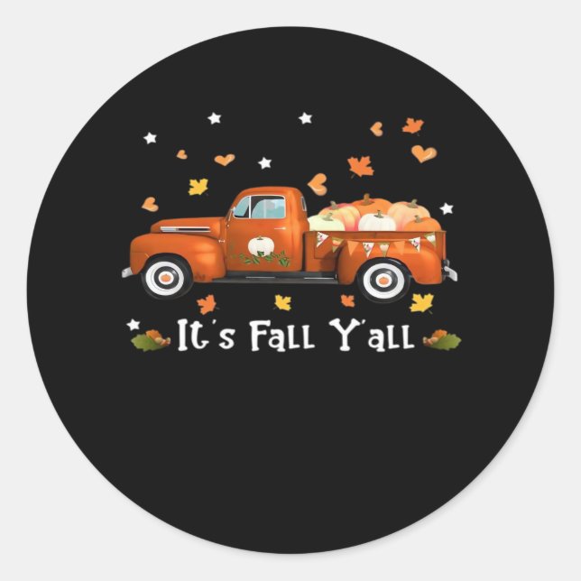 It’s Fall Y’all Pumpkins Autumn Fall Minimal Clean Classic Round Sticker (Front)