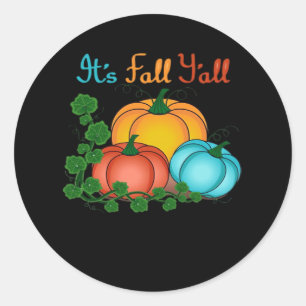 It’s Fall Y’all Pumpkins Retro Graphic Classic Round Sticker