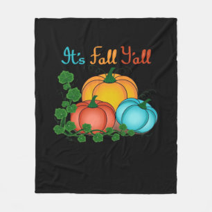 It’s Fall Y’all Pumpkins Retro Graphic Fleece Blanket