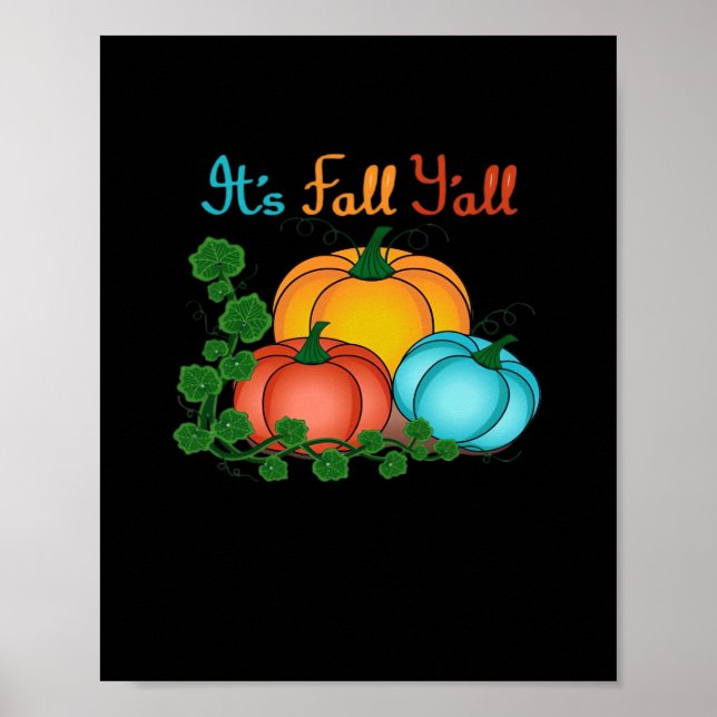 It’s Fall Y’all Pumpkins Retro Graphic Poster (Front)