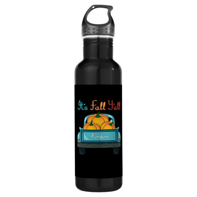 It’s Fall Y’all Pumpkins Truck Funny Graphic 710 Ml Water Bottle (Front)