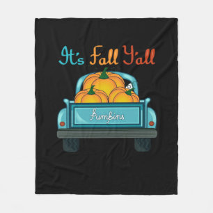 It’s Fall Y’all Pumpkins Truck Funny Graphic Fleece Blanket
