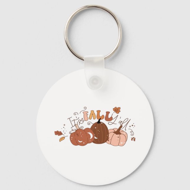 It’s Fall Y’all Retro Classic Keychain (Front)