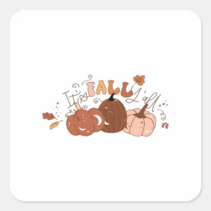 It’s Fall Y’all Retro Classic Square Sticker
