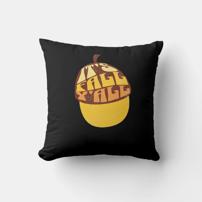 It’s Fall Y’all Retro Classic Style Throw Pillow (Front)