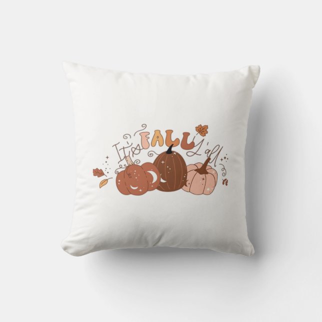 It’s Fall Y’all Retro Classic Throw Pillow (Front)
