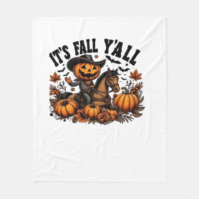 It’s Fall Y’all Retro Halloween Fleece Blanket (Front)