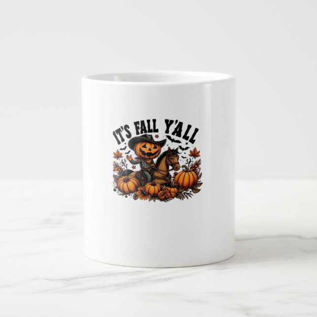 It’s Fall Y’all Retro Halloween Large Coffee Mug (Front)