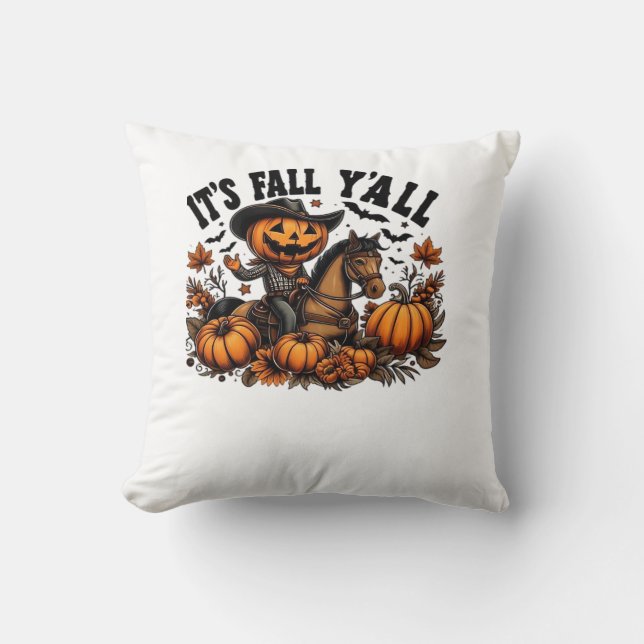 It’s Fall Y’all Retro Halloween Throw Pillow (Front)