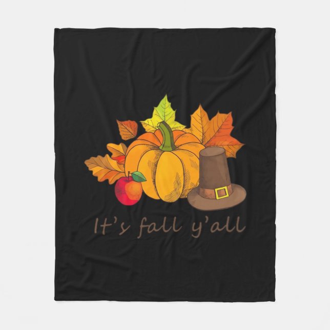It’s Fall Y’all Retro Style Fleece Blanket (Front)