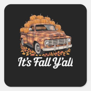 It’s Fall Y’all Rustic Pumpkin Vintage Style Square Sticker