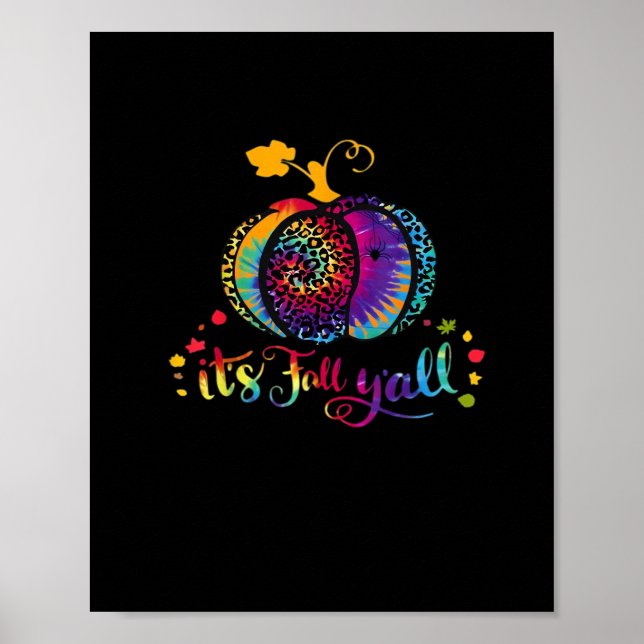 It’s Fall Y’all Tie Dye Leopard Print Pumpkin Hall (Front)
