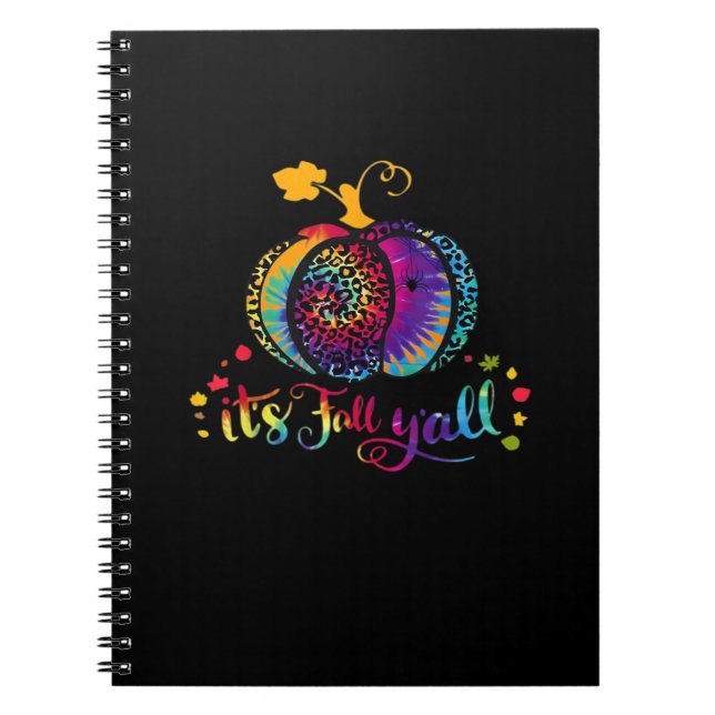 It’s Fall Y’all Tie Dye Leopard Print Pumpkin Hall Notebook (Front)