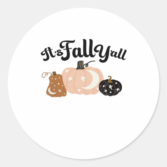 It’s Fall Y’all With Moons Beautiful Halloween Des Classic Round Sticker (Front)