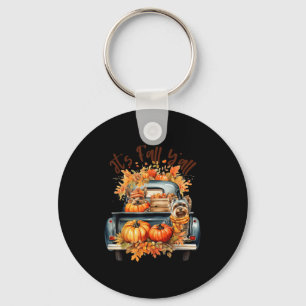 It’s Fall Y’all Yorkie Dogs Pumpkins Truck Autumn  Keychain