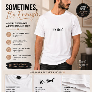 It’s Fine Minimalist T-Shirt for Men Funny Sarca