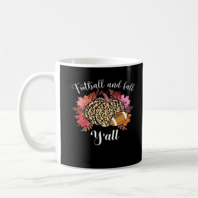It’s Football And Fall Y’all Pumpkin Leopard Autum Coffee Mug (Left)