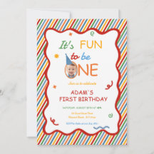 It’s Fun to Be One Colourful Stripe Birthday Photo