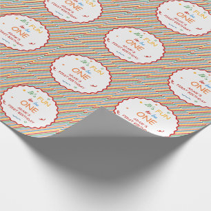 It’s Fun to Be One Colourful Stripe Birthday Wrapping Paper