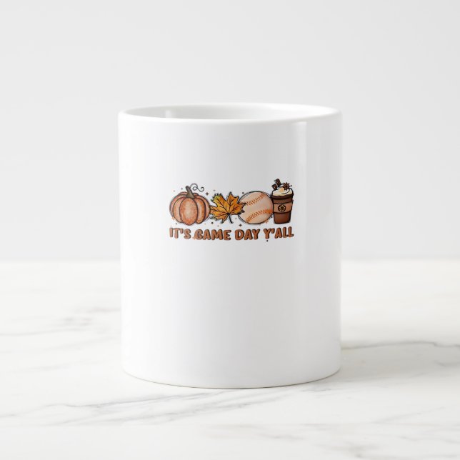 It’s Game Day Y’all, Fall Baseball Large Coffee Mug (Front)