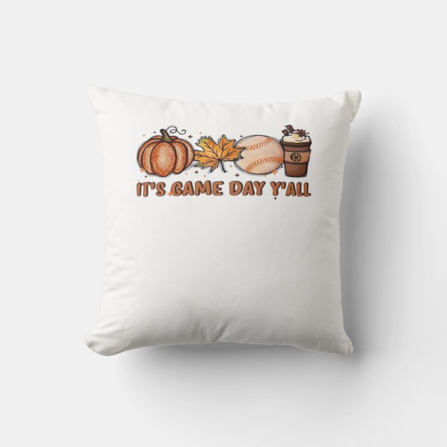 It’s Game Day Y’all, Fall Baseball Throw Pillow (Front)
