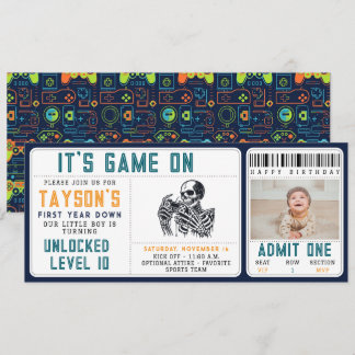 It’s Game On Skull – Video Game Birthday Party Invitation